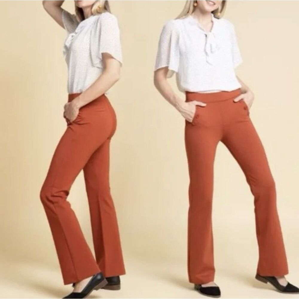 Betabrand 6 Button Dress Yoga Pant - Size Small- Classic Pumpkin